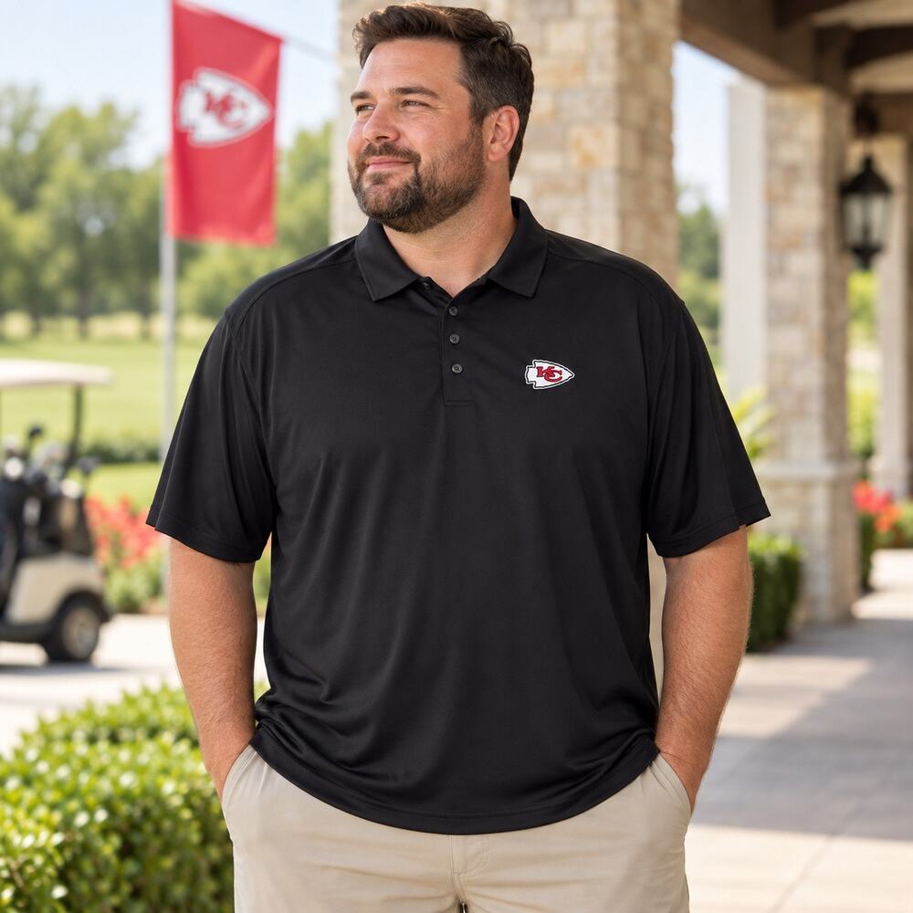 Cutter & Buck Kansas City Chiefs Polo Mens 2XT Black NFL Performance Shirt